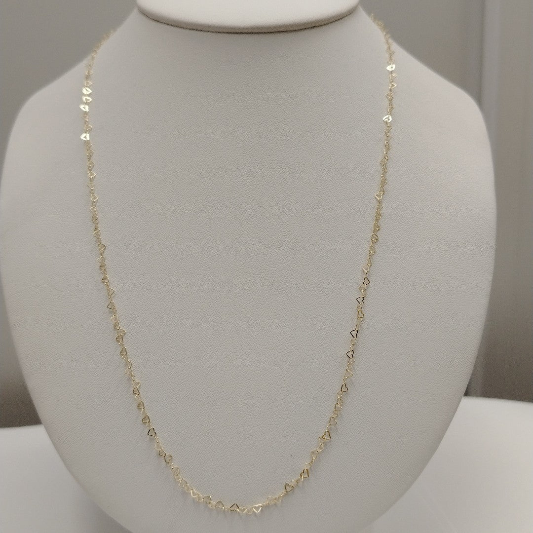 CADENAS TEJIDO CORAZONES ORO 10K 55 CM 1.6 GR (NUEVO)