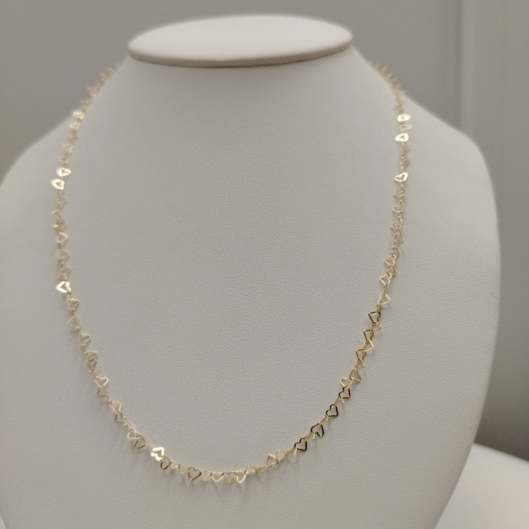 CADENAS TEJIDO CORAZONES ORO 10K 50 CM 2.5 GR (NUEVO)