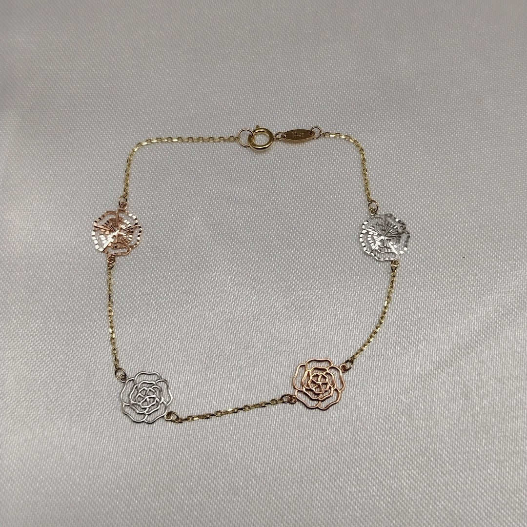 PULSERAS TEJIDO ESPECIAL C/DIJE ORO 10K 18 CM 1.4 GR (NUEVO)