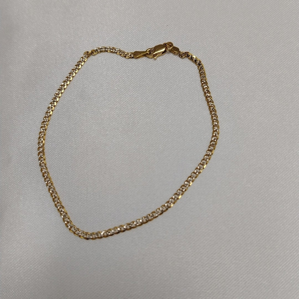 PULSERAS BARBADA DIAMANTADA ORO 14K 18 CM 2.4 GR (NUEVO)