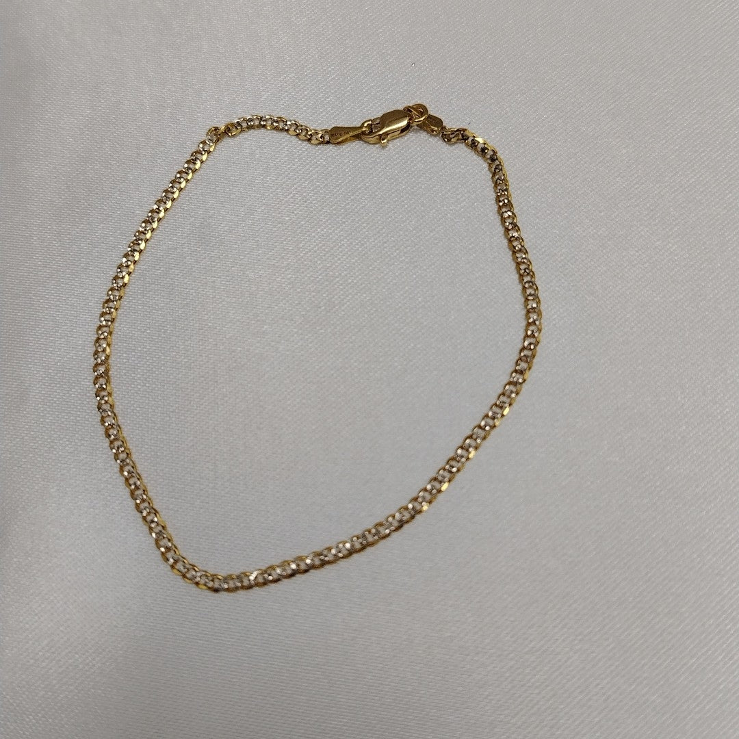 PULSERAS BARBADA DIAMANTADA ORO 14K 18 CM 2.4 GR (NUEVO)