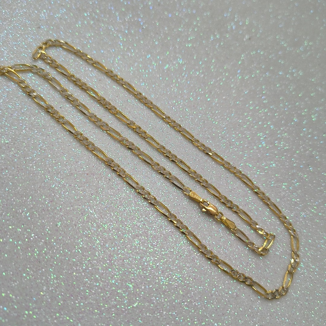 CADENAS TEJIDO 3X1 DIAMANTADO ORO 10K 55 CM 6.1 GR (NUEVO)