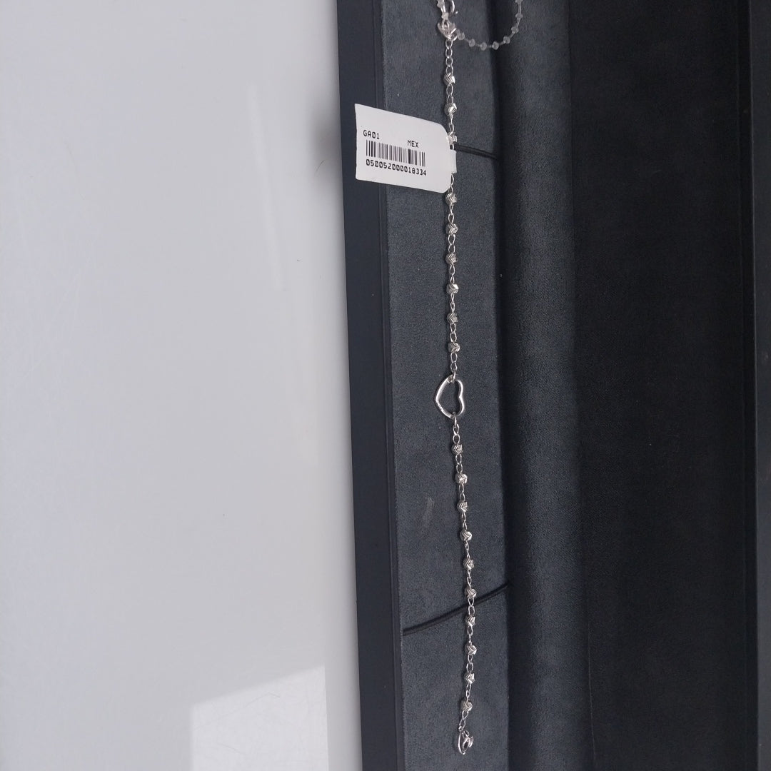PULSERA TEJIDO CORAZON PLATA .925 18 CM 2 GR (NUEVO)