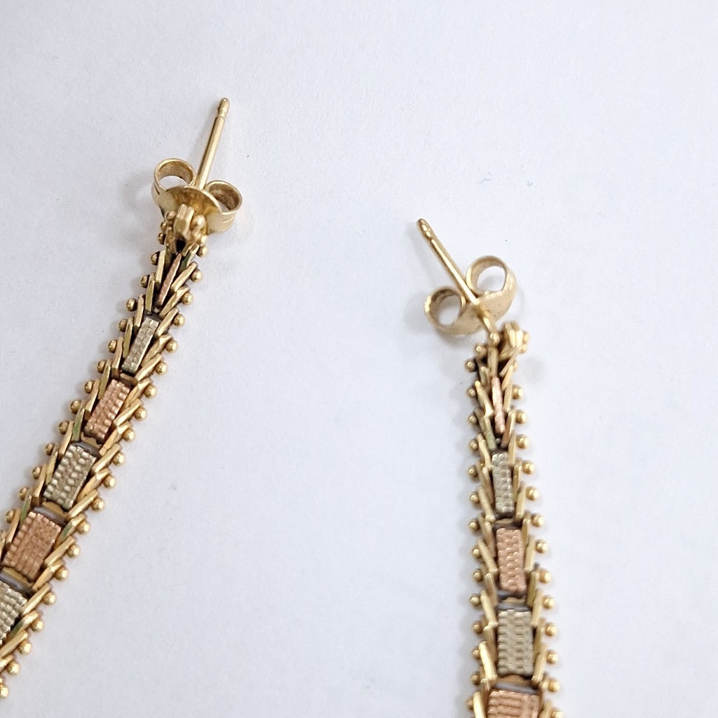 ARETES PAR ORO COMBINADO 14 K 4,40 GRMS (SEMINUEVO)