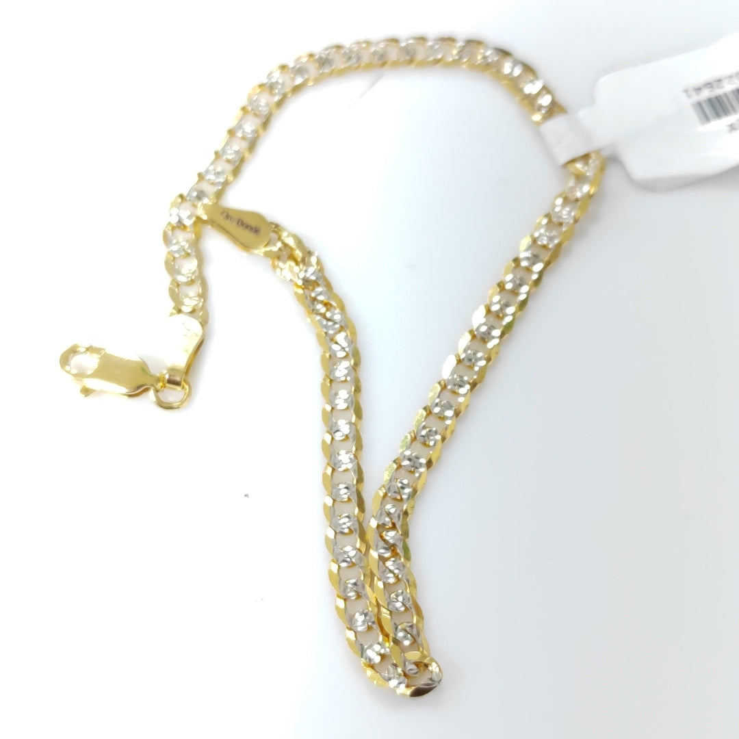PULSERAS TEJIDO BARBADA DIAMANTADA ORO 14K 21 CM 5 GR (NUEVO)