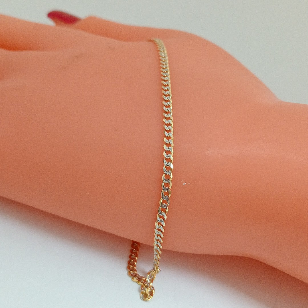 PULSERAS BARBADA DIAMANTADA ORO 14K 18 CM 2.4 GR (NUEVO)