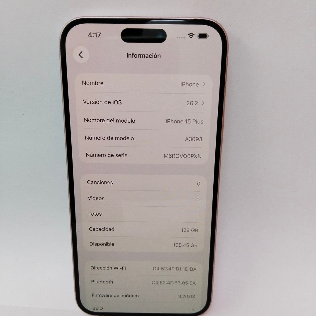 CELULAR APPLE IPHONE 15 PLUS A3093 (2023) 128 GB 6 GB RAM (SEMINUEVO)