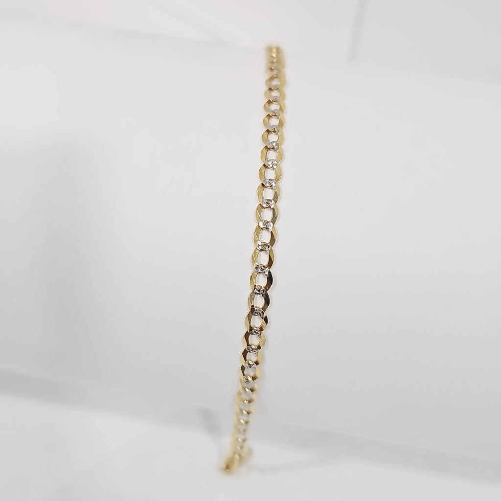 PULSERAS BARBADA DIAMANTADA ORO 14K 21 CM 3.5 GR (NUEVO)