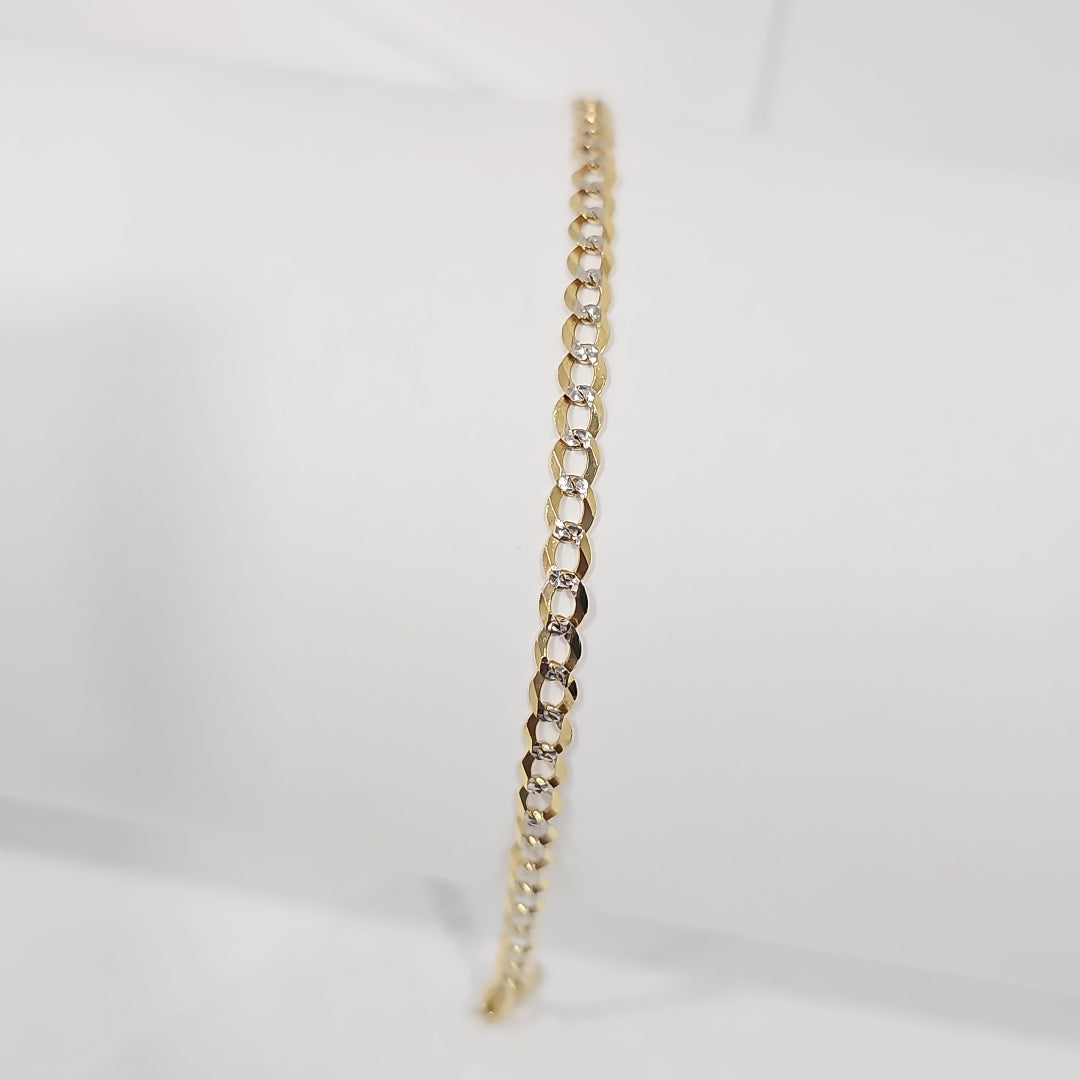 PULSERAS BARBADA DIAMANTADA ORO 14K 21 CM 3.5 GR (NUEVO)