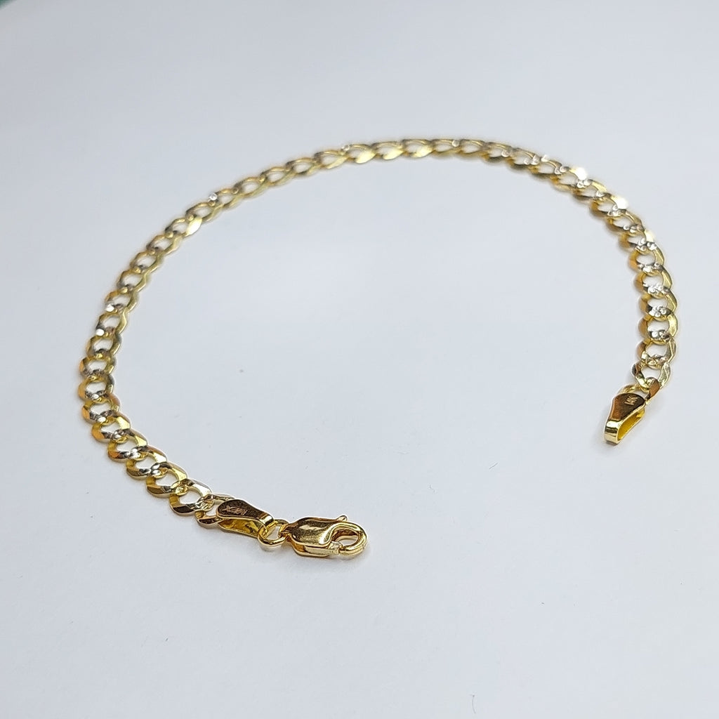 PULSERAS TEJIDO BARBADA DIAMANTADA ORO 14K 21 CM 4.9 GR (NUEVO)