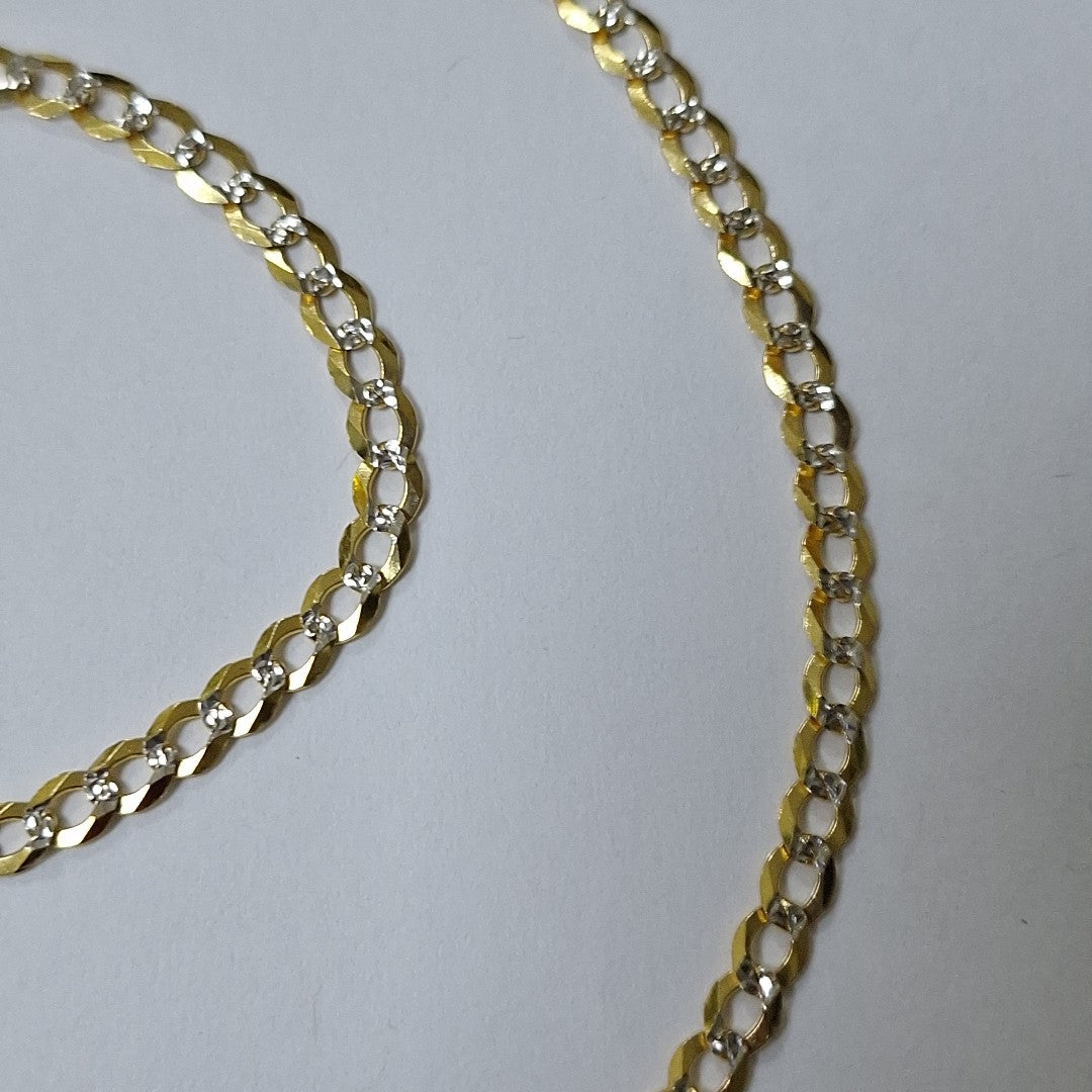 CADENAS BARBADA DIAMANTADA ORO 14K 55 CM 8.8 GR (NUEVO)