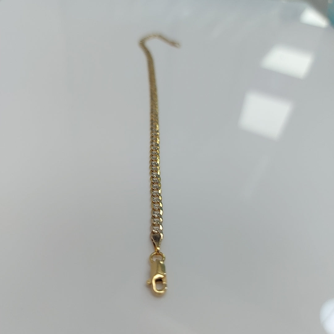 PULSERAS TEJIDO BARBADA DIAMANTADA ORO 14K 18 CM 3.1 GR (NUEVO)