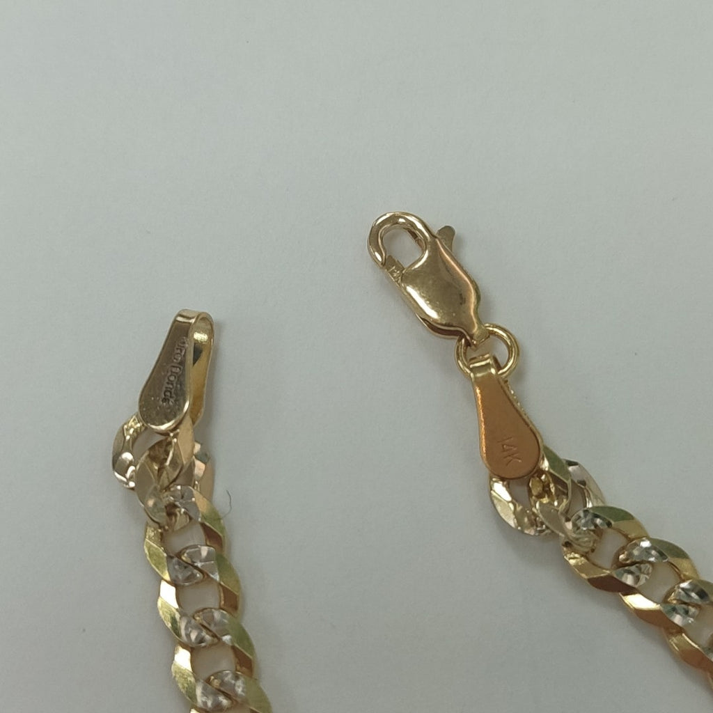 PULSERAS TEJIDO BARBADA DIAMANTADA ORO 14K 18 CM 6.5 GR (NUEVO)