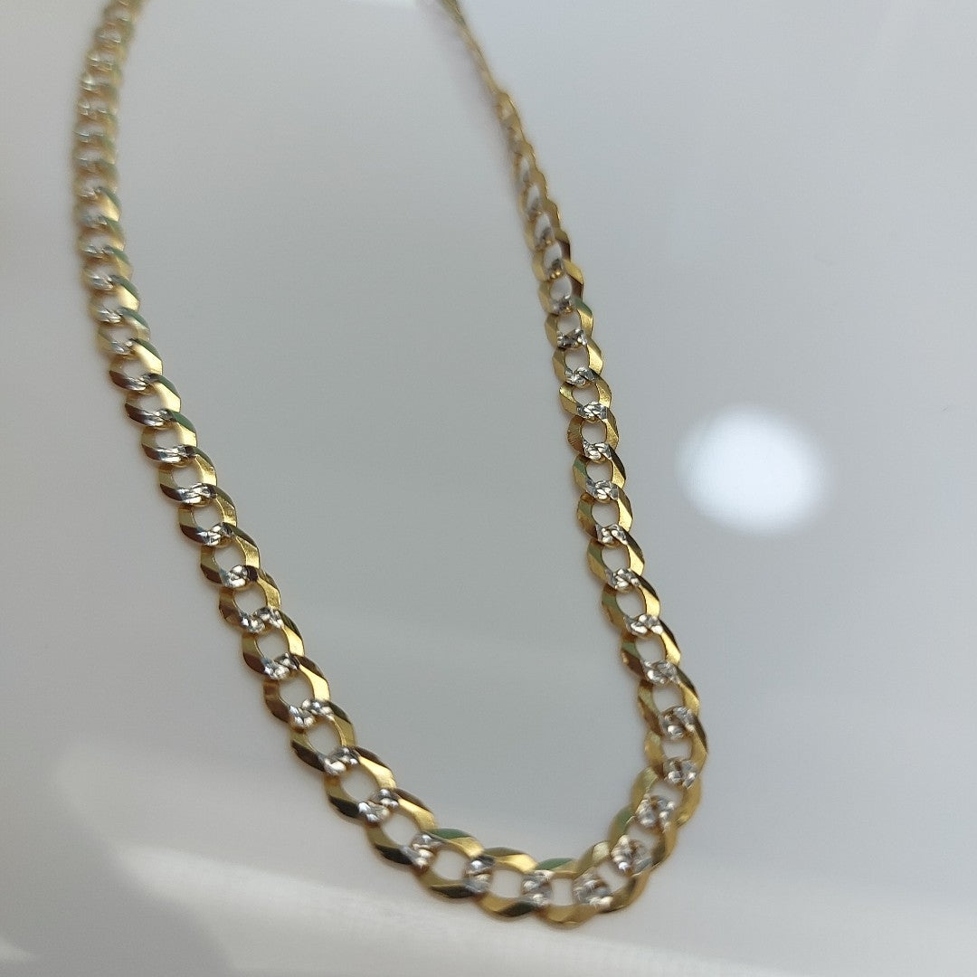 CADENAS BARBADA DIAMANTADA ORO 14K 60 CM 9.5 GR (NUEVO)