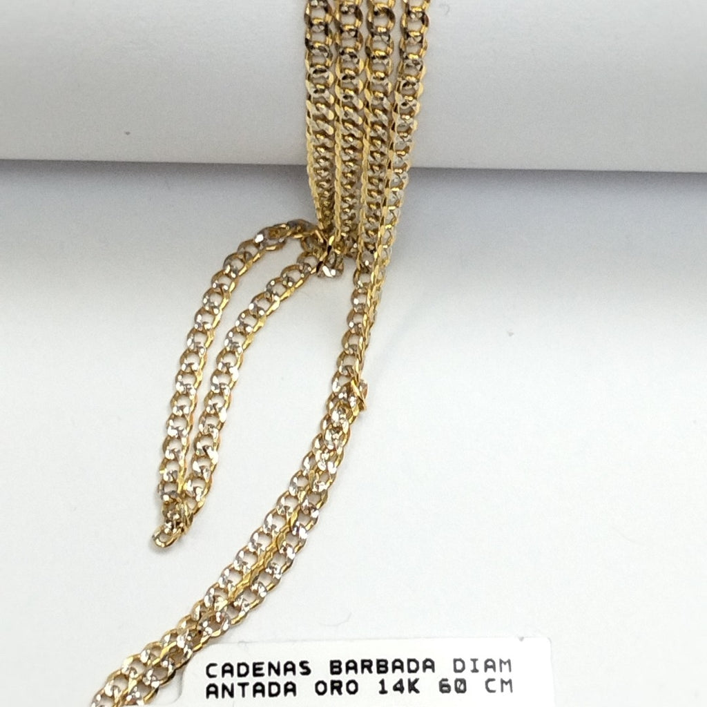 CADENAS BARBADA DIAMANTADA ORO 14K 60 CM 6.2 GR (NUEVO)
