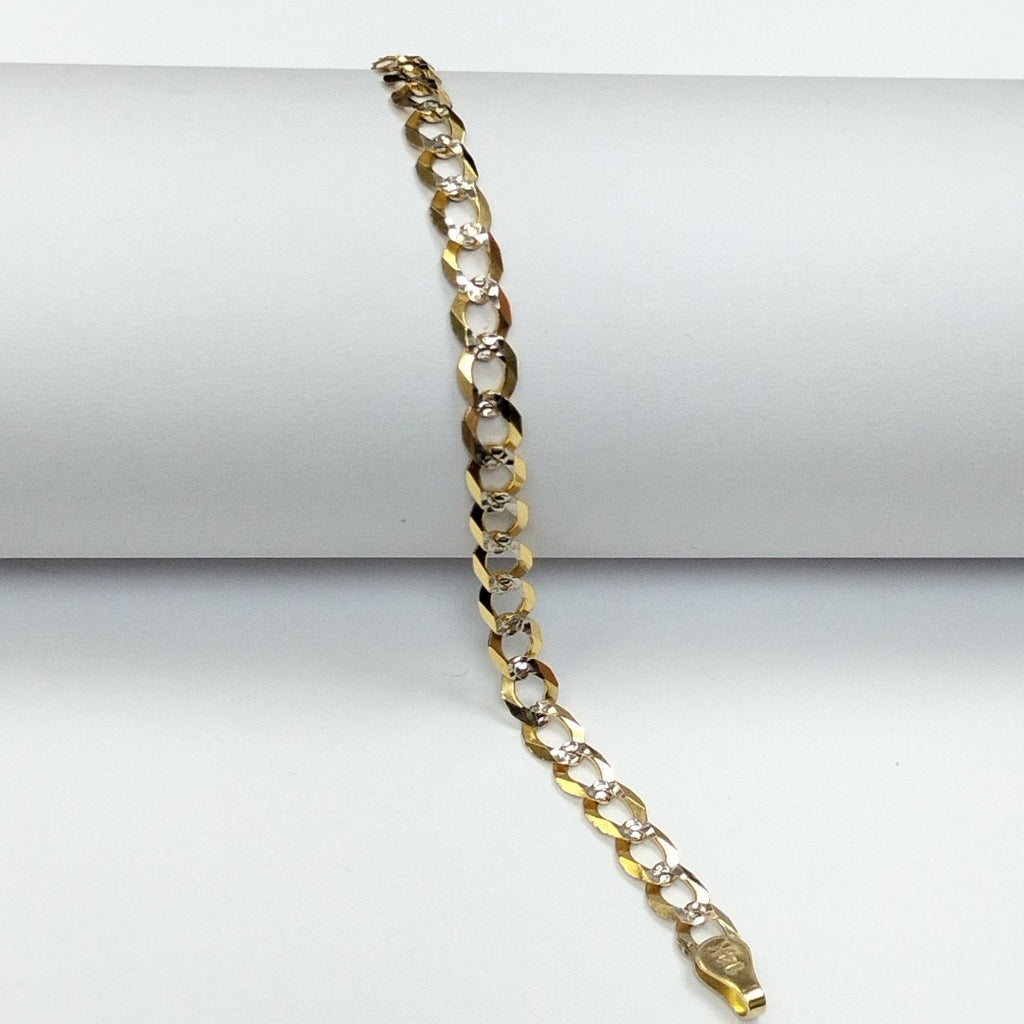 PULSERAS TEJIDO BARBADA DIAMANTADA ORO 14K 16 CM 5.3 GR (NUEVO)