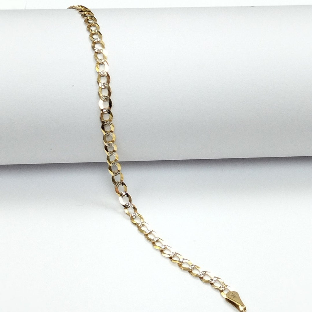 PULSERAS BARBADA DIAMANTADA ORO 14K 21 CM 3.6 GR (NUEVO)