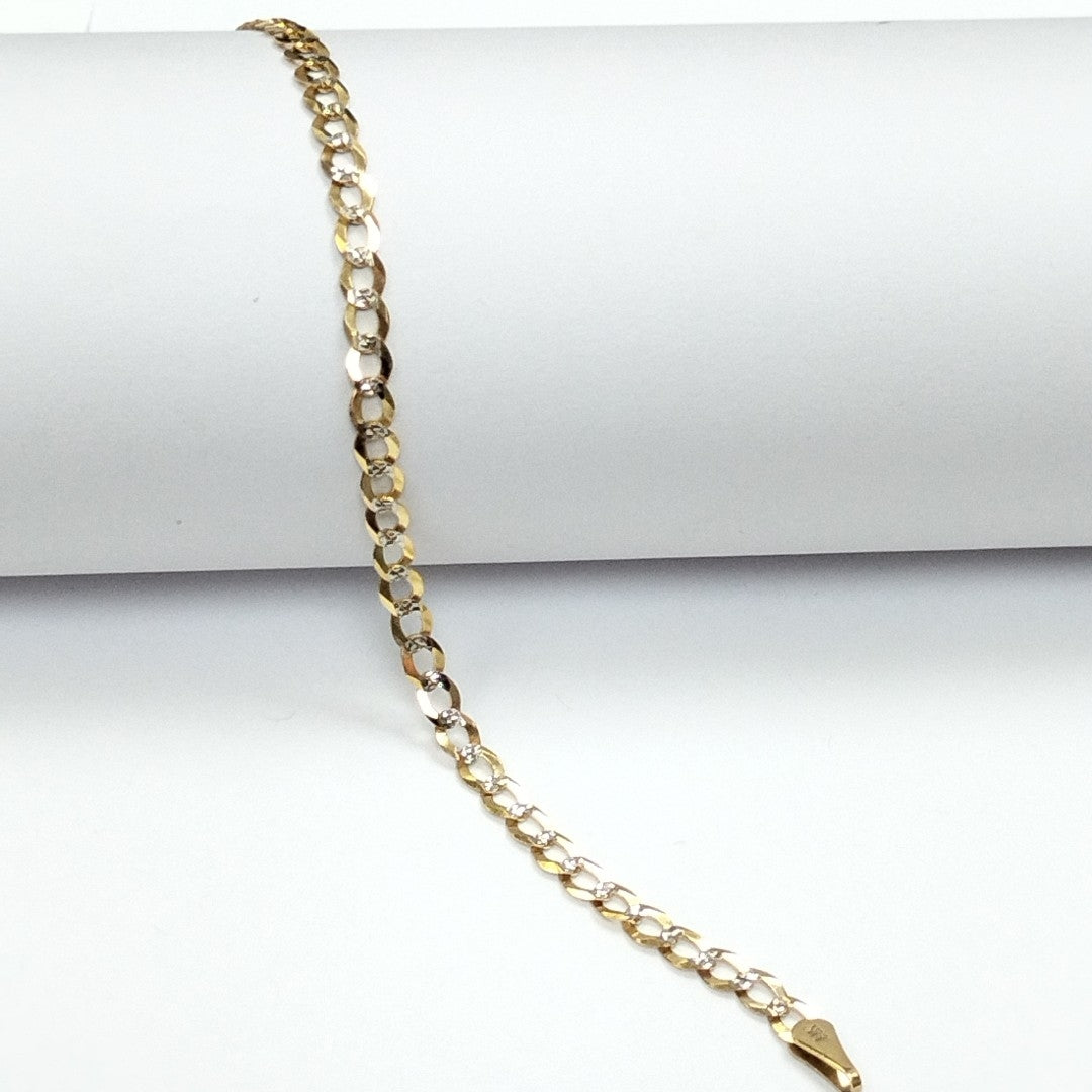 PULSERAS BARBADA DIAMANTADA ORO 14K 21 CM 3.6 GR (NUEVO)