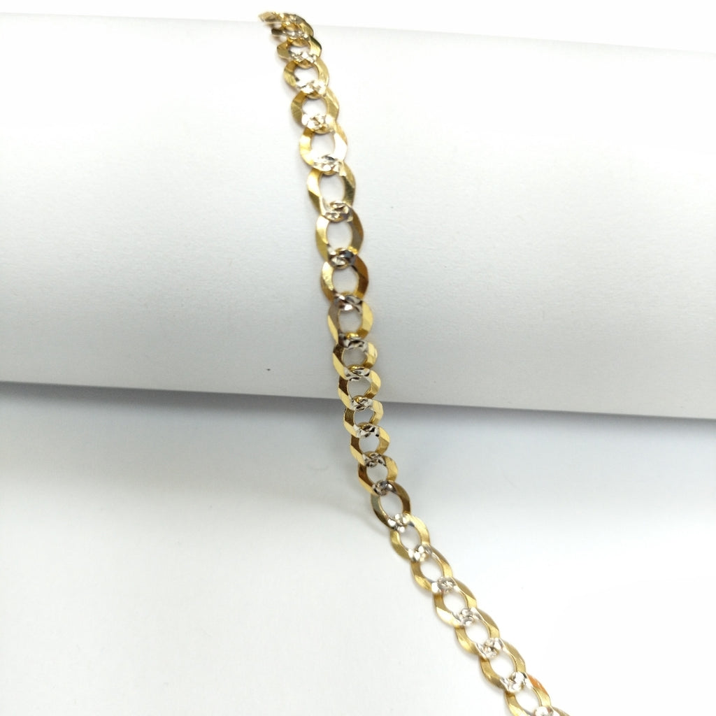 PULSERAS TEJIDO BARBADA DIAMANTADA ORO 14K 21 CM 4.8 GR (NUEVO)