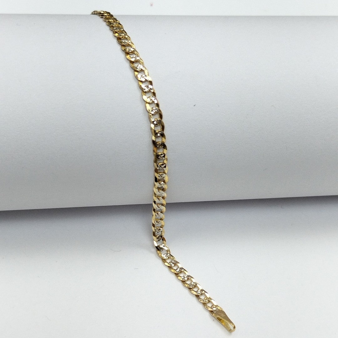 PULSERAS TEJIDO BARBADA DIAMANTADA ORO 14K 18 CM 3.1 GR (NUEVO)