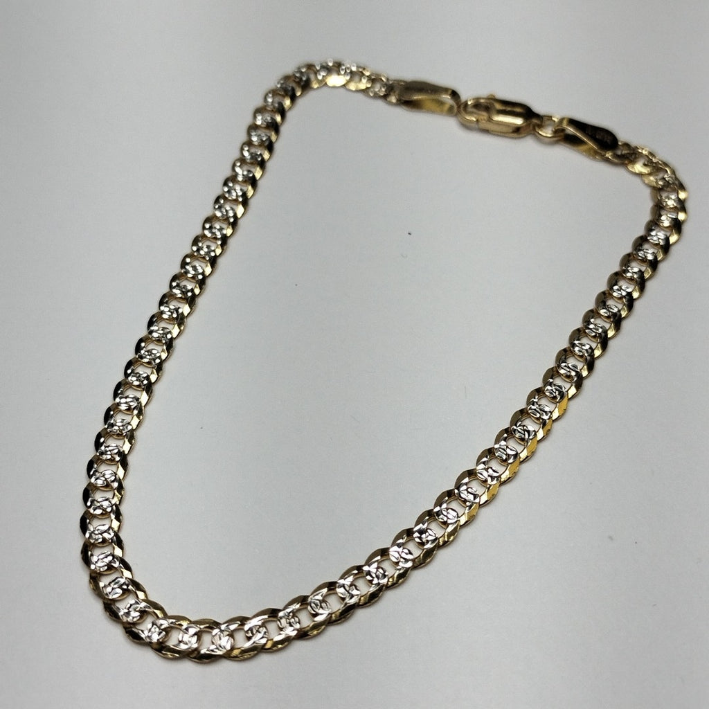 PULSERAS TEJIDO BARBADA DIAMANTADA ORO 14K 21 CM 5 GR (NUEVO)