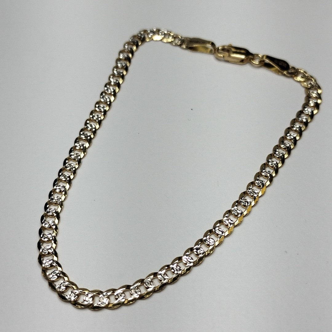 PULSERAS TEJIDO BARBADA DIAMANTADA ORO 14K 21 CM 5 GR (NUEVO)