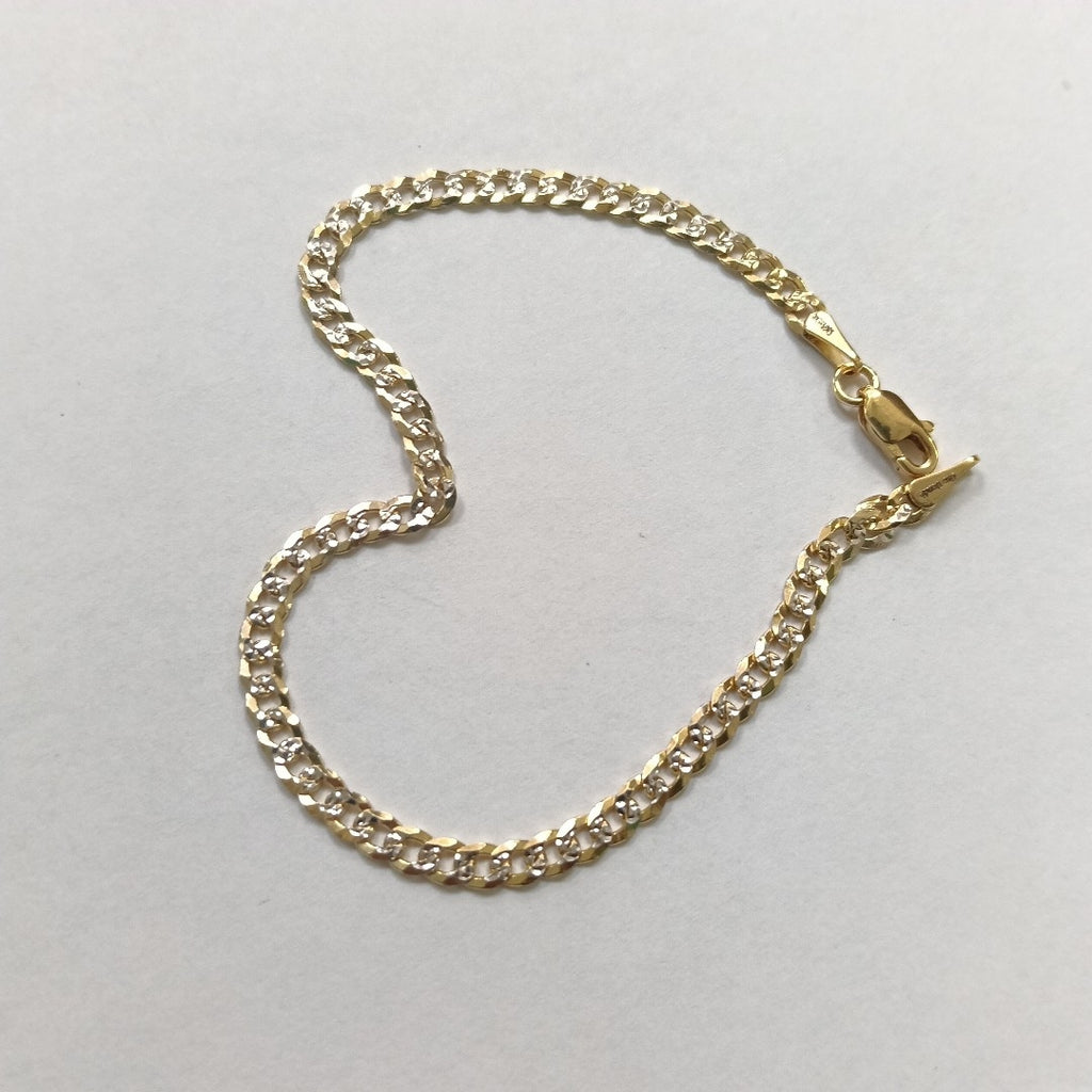PULSERAS TEJIDO BARBADA DIAMANTADA ORO 14K 18 CM 3.1 GR (NUEVO)
