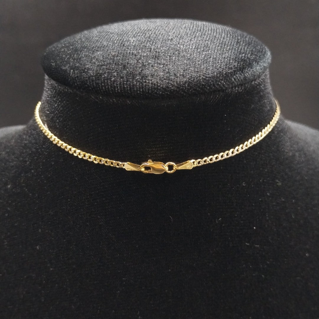 CADENAS BARBADA DIAMANTADA ORO 14K 55 CM 5.7 GR (NUEVO)