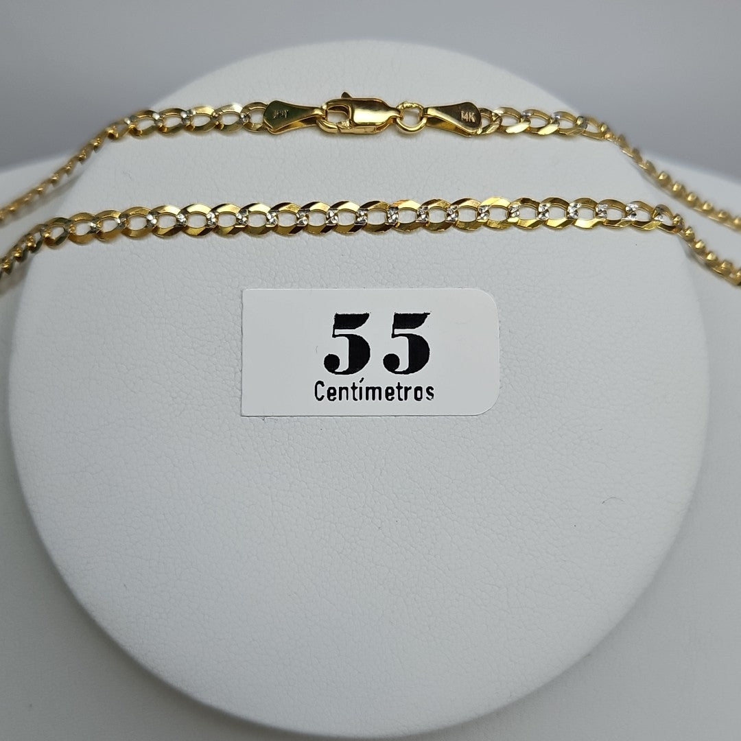 CADENAS BARBADA DIAMANTADA ORO 14K 55 CM 8.8 GR (NUEVO)