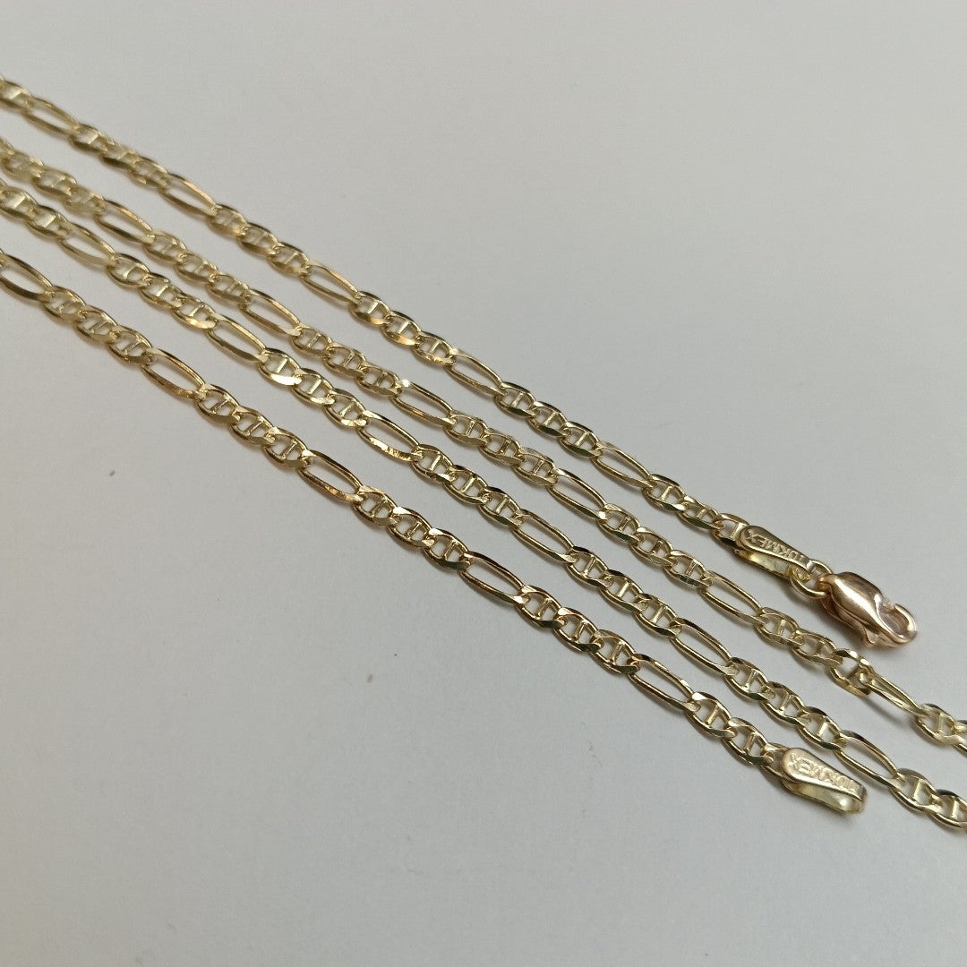 CADENAS TEJIDO FIGARO GUCHI ORO 10K 55 CM 5 GR (NUEVO)