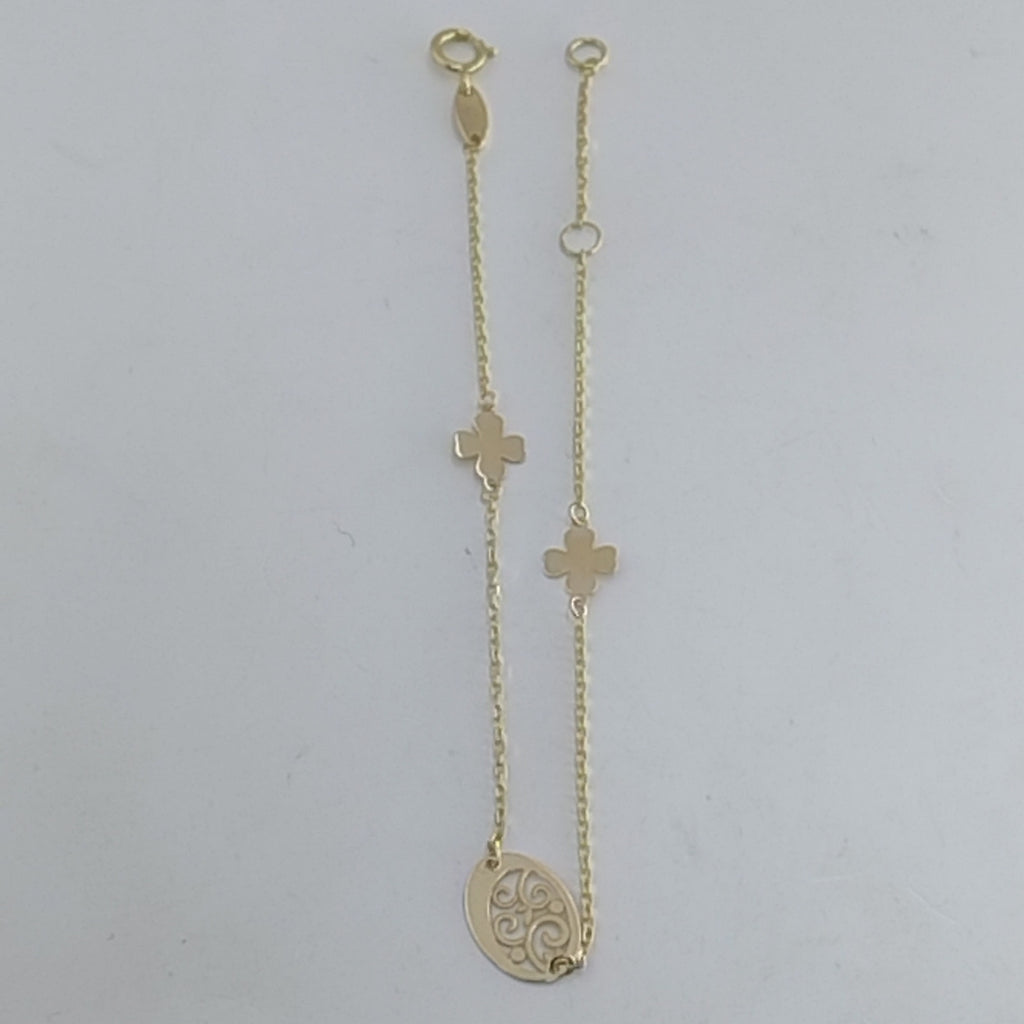 PULSERAS TEJIDO ESPECIAL C/DIJE ORO 10K 18 CM 0.8 GR (NUEVO)