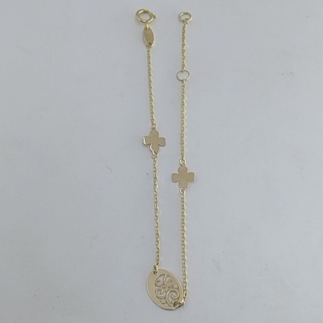PULSERAS TEJIDO ESPECIAL C/DIJE ORO 10K 18 CM 0.8 GR (NUEVO)