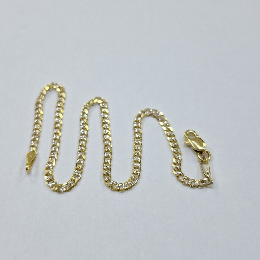 PULSERAS BARBADA DIAMANTADA ORO 14K 18 CM 2.4 GR (NUEVO)