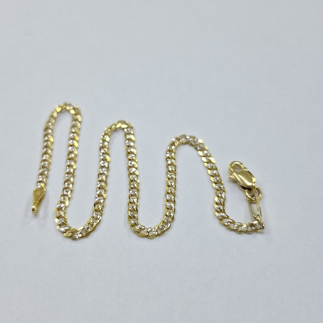 PULSERAS BARBADA DIAMANTADA ORO 14K 18 CM 2.4 GR (NUEVO)