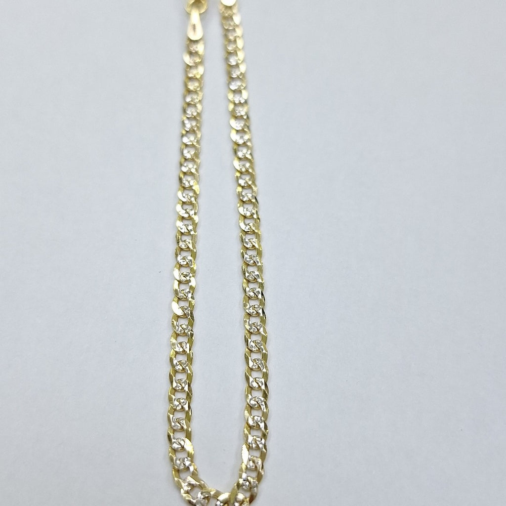 PULSERAS TEJIDO BARBADA DIAMANTADA ORO 14K 18 CM 3.2 GR (NUEVO)