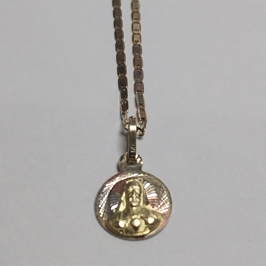 CADENA,MEDALLA RELIGIOSA ORO COMBINADO 14 K 2,10 GRMS (SEMINUEVO)