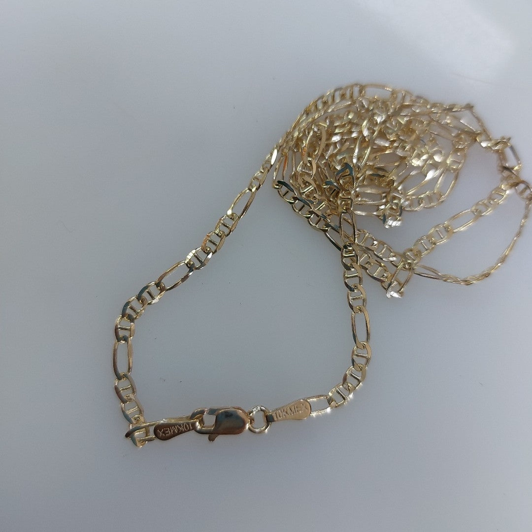 CADENAS TEJIDO FIGARO GUCHI ORO 10K 55 CM 5 GR (NUEVO)