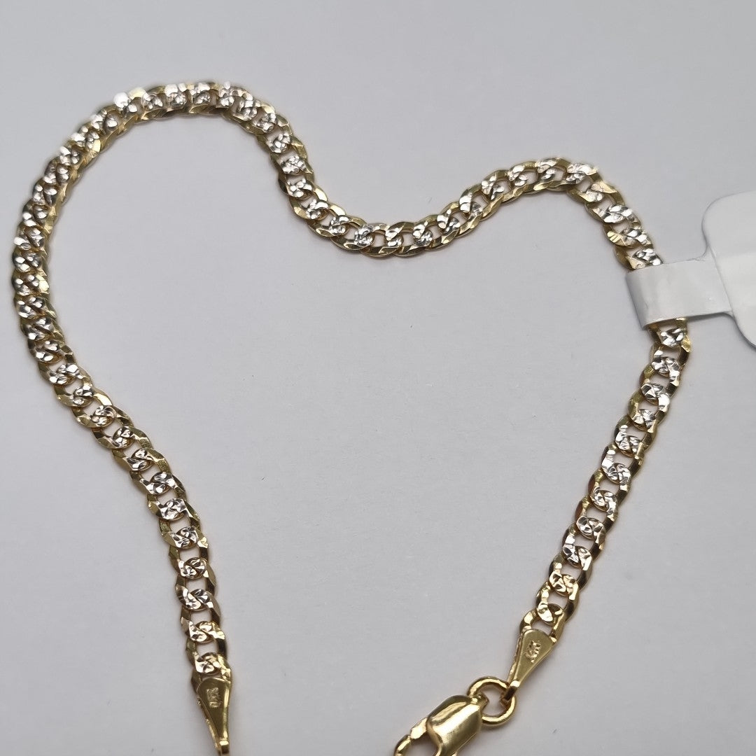 PULSERAS TEJIDO BARBADA DIAMANTADA ORO 14K 18 CM 3.1 GR (NUEVO)
