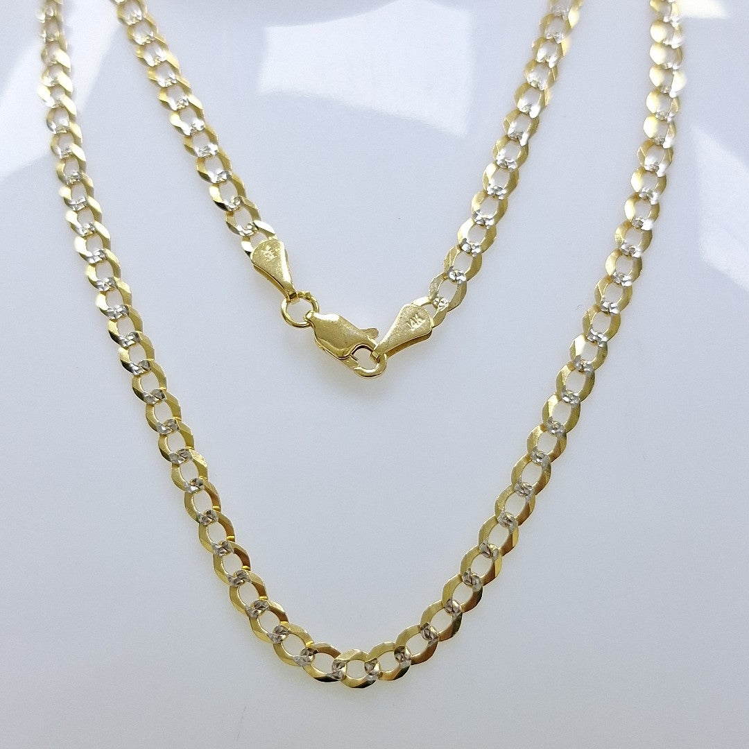CADENAS BARBADA DIAMANTADA ORO 14K 60 CM 9.5 GR (NUEVO)