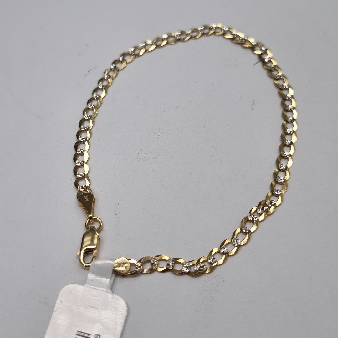 PULSERAS BARBADA DIAMANTADA ORO 14K 21 CM 3.6 GR (NUEVO)