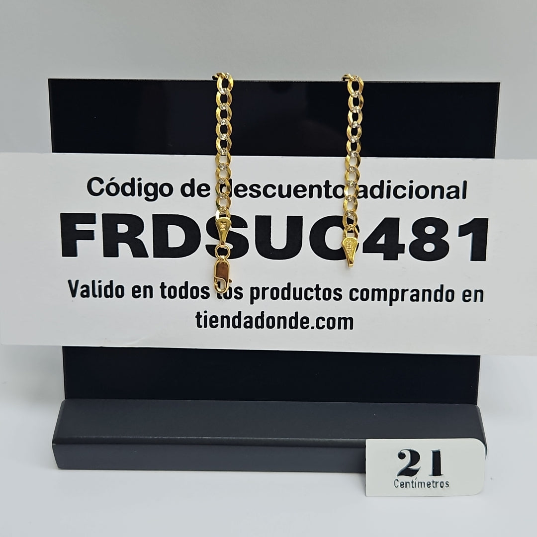 PULSERAS BARBADA DIAMANTADA ORO 14K 21 CM 3.6 GR (NUEVO)