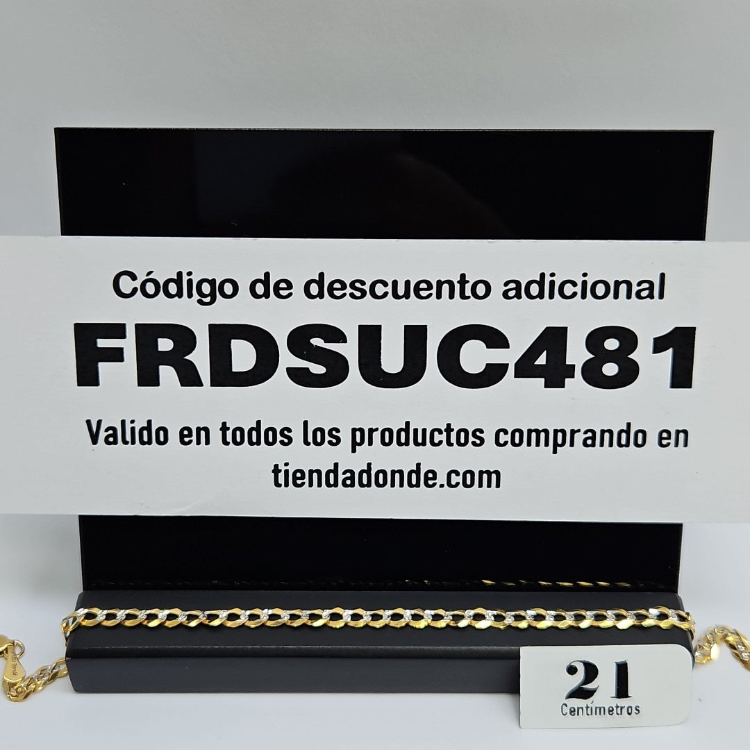 PULSERAS BARBADA DIAMANTADA ORO 14K 21 CM 3.5 GR (NUEVO)