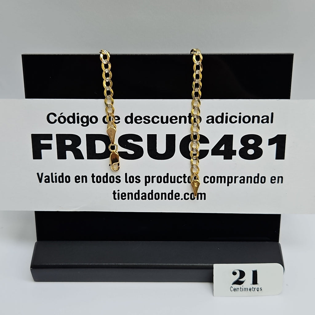 PULSERAS BARBADA DIAMANTADA ORO 14K 21 CM 3.6 GR (NUEVO)