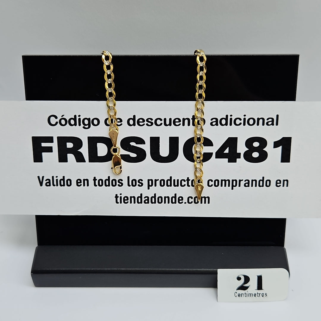 PULSERAS BARBADA DIAMANTADA ORO 14K 21 CM 3.6 GR (NUEVO)