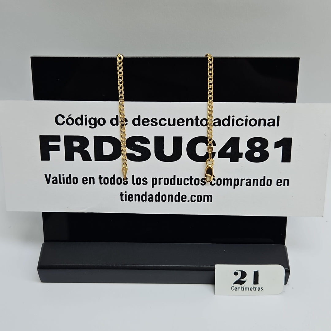 PULSERAS BARBADA DIAMANTADA ORO 14K 18 CM 2.5 GR (NUEVO)