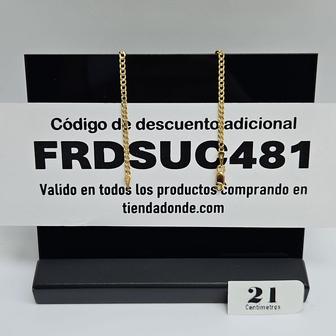 PULSERAS BARBADA DIAMANTADA ORO 14K 18 CM 2.4 GR (NUEVO)