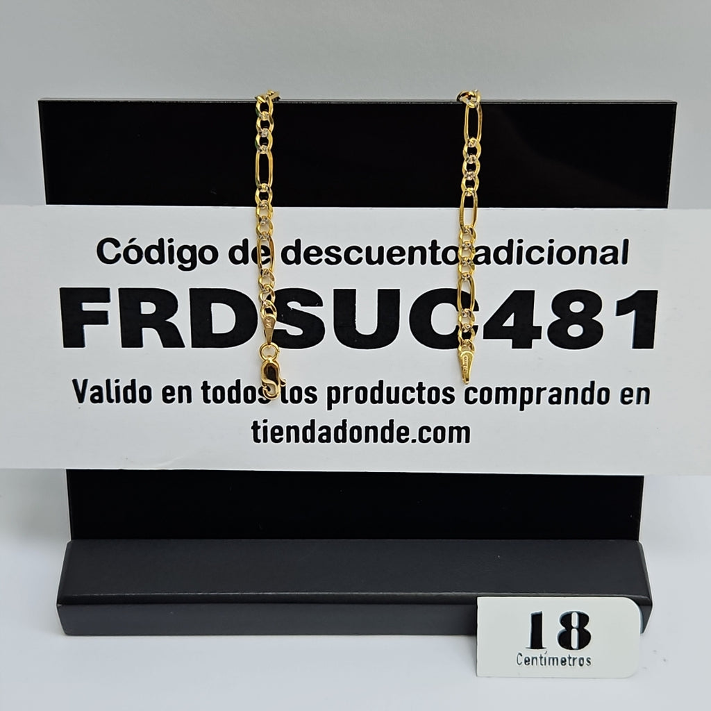 PULSERAS 3X1 DIAMANTADA ORO 14K 18 CM 3 GR (NUEVO)
