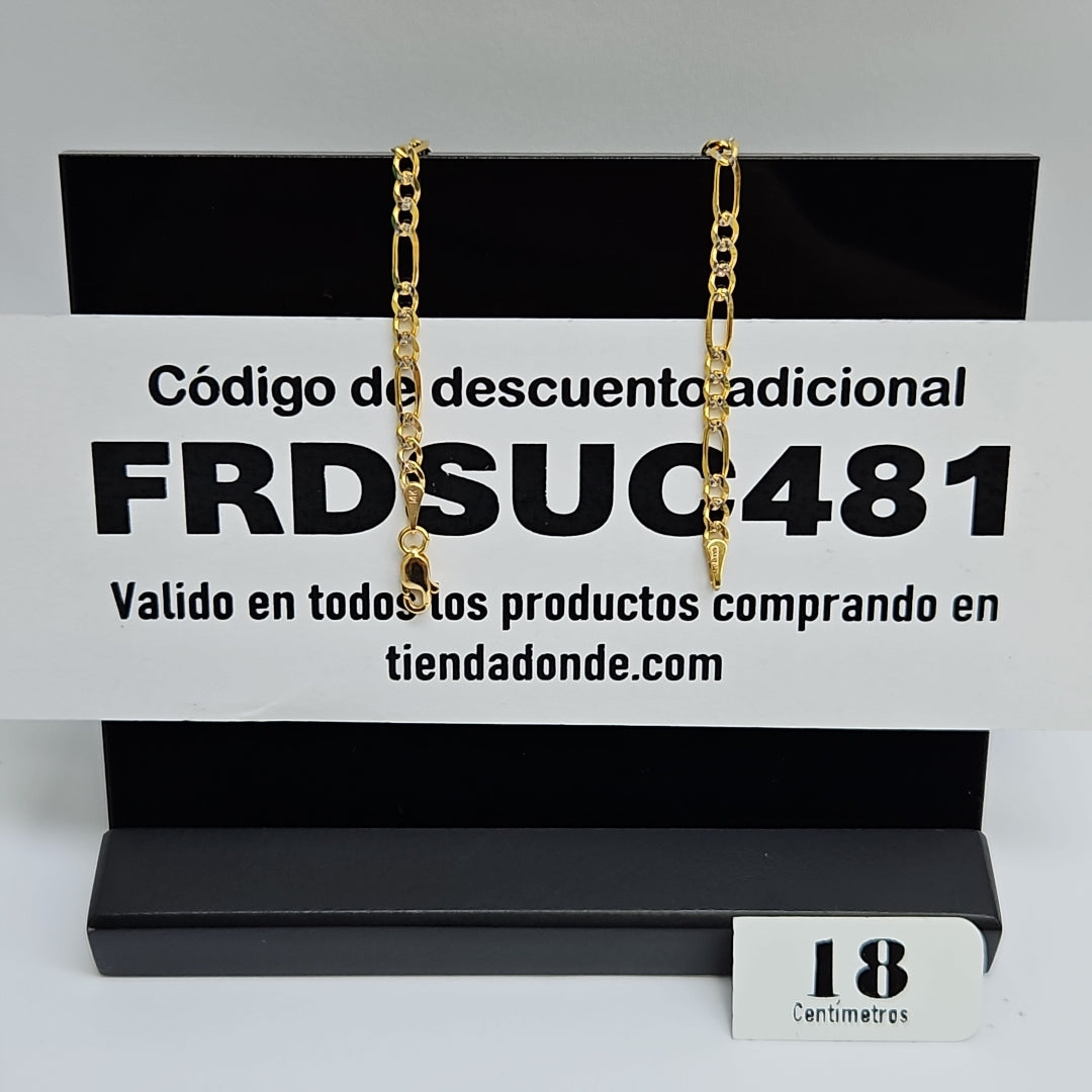 PULSERAS 3X1 DIAMANTADA ORO 14K 18 CM 3 GR (NUEVO)