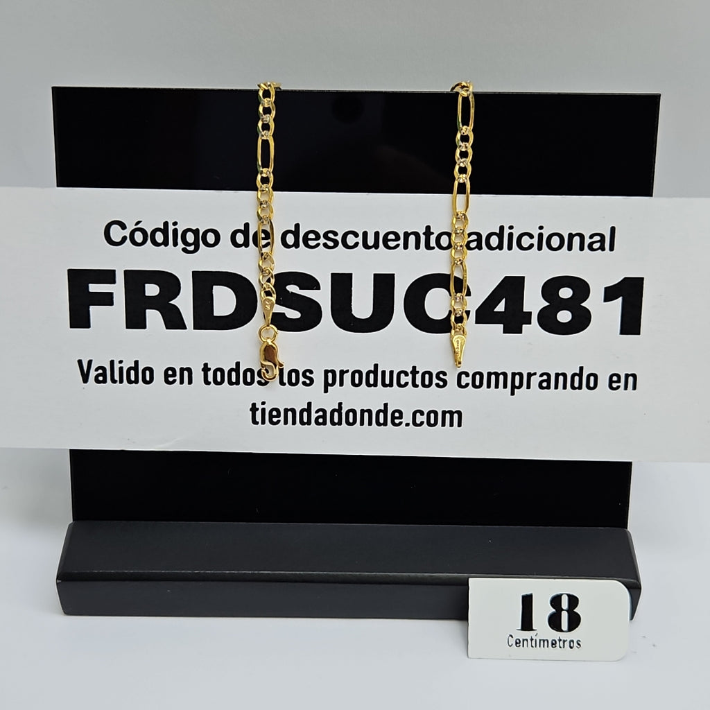 PULSERAS 3X1 DIAMANTADA ORO 14K 18 CM 2.9 GR (NUEVO)