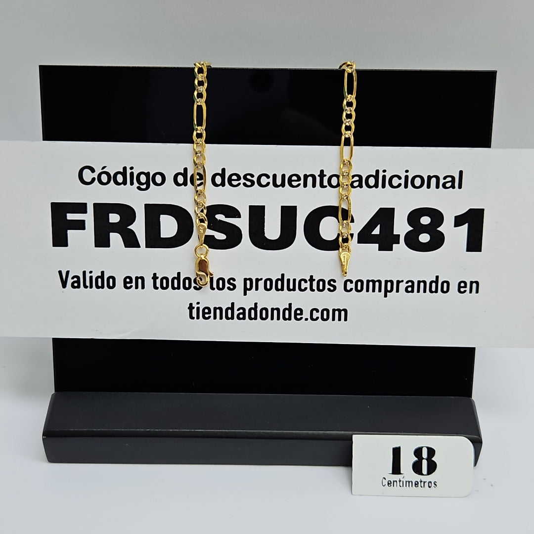 PULSERAS 3X1 DIAMANTADA ORO 14K 18 CM 2.9 GR (NUEVO)